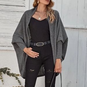 Grey Batwing Sleeve Cardigan